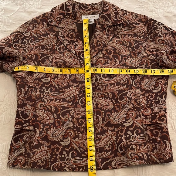 NWOT. NINE WEST Silk Blend Brocarde Paisley Brown Blazer, size M - Picture 4 of 8